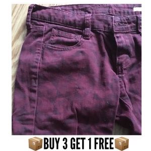 Maroon patterned skinny jeans